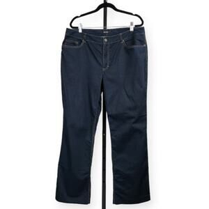 Tahari Bootcut Denim Jeans Mid Rise Soft Dark Wash Blue Women's Plus Size 16